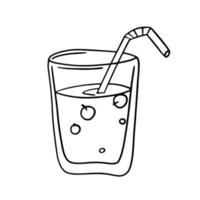 svartvit bild, milkshake med bär i en glas glas , vektor illustration i tecknad serie stil på en vit bakgrund