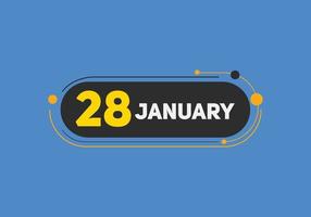 28. januar kalender erinnerung. 28. januar tägliche kalendersymbolvorlage. Kalender 28. Januar Icon-Design-Vorlage. Vektor-Illustration vektor