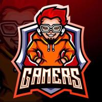 gamer esport logotyp maskot design vektor
