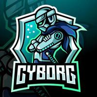 cyborgmaskot. esport-logotypdesign vektor
