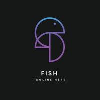 minimalistisk linje fisk vektor logotyp design mallar