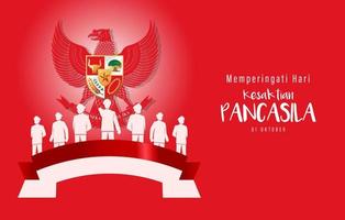 Lycklig pancasila dag. vektor illustration av pancasila firande i indonesien