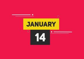 14. januar kalender erinnerung. 14. januar tägliche kalendersymbolvorlage. Kalender 14. Januar Icon-Design-Vorlage. Vektor-Illustration vektor