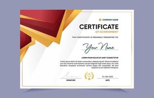 röd och guld certifikat av prestation mall uppsättning med guld bricka och gräns. för tilldela, företag, och utbildning behov. vektor illustration