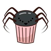 Spinnen-Cupcake. Halloween-Süßigkeiten. süße Spinne auf einem Muffin vektor