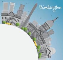 Washington dc stad horisont med grå landmärken och kopia Plats. vektor