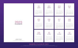 Kalender 2023 im trendigen minimalistischen Stil. modernes minimales Kalenderplaner-Design zum Drucken von Vorlagen mit 12 Seiten Tischkalender. Vektor-Illustration vektor