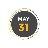 31. mai kalender erinnerung. 31. mai tägliche kalendersymbolvorlage. Kalender 31. Mai Icon-Design-Vorlage. Vektor-Illustration vektor
