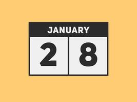 januari 28 kalender påminnelse. 28: e januari dagligen kalender ikon mall. kalender 28: e januari ikon design mall. vektor illustration