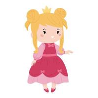 schöne kawaii prinzessin auf weißem hintergrund. zeichentrickfiguren für märchen. süßes rosa Kleid mit Schleifen. Vektor-Illustration. vektor