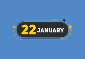 22. januar kalender erinnerung. 22. januar tägliche kalendersymbolvorlage. Kalender 22. Januar Icon-Design-Vorlage. Vektor-Illustration vektor