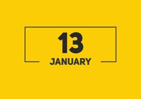 13. januar kalender erinnerung. 13. januar tägliche kalendersymbolvorlage. Kalender 13. Januar Icon-Design-Vorlage. Vektor-Illustration vektor