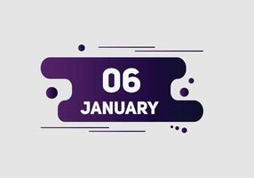 Kalendererinnerung am 6. januar. 6. januar tägliche kalendersymbolvorlage. Kalender 6. Januar Icon-Design-Vorlage. Vektor-Illustration vektor