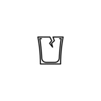 Gebrochenes Schnapsglas-Symbol auf weißem Hintergrund. Einfach, Linie, Silhouette und sauberer Stil. Schwarz und weiß. geeignet für symbol, zeichen, symbol oder logo vektor