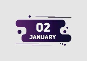 2. januar kalender erinnerung. 2. januar tägliche kalendersymbolvorlage. Kalender 2. Januar Icon-Design-Vorlage. Vektor-Illustration vektor