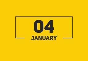 Kalendererinnerung am 4. januar. 4. januar tägliche kalendersymbolvorlage. Kalender 4. Januar Icon-Design-Vorlage. Vektor-Illustration vektor
