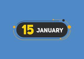 15. januar kalender erinnerung. 15. januar tägliche kalendersymbolvorlage. Kalender 15. Januar Icon-Design-Vorlage. Vektor-Illustration vektor