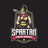 spartanisches Maskottchen-Hockey-Logo-Design-Vektor vektor