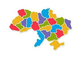ukraina regioner Färg tecknad serie Karta. vektor illustration