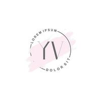 initiales yv minimalistisches logo mit pinsel, initiales logo für unterschrift, hochzeit, mode. vektor