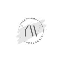 anfängliches yw-minimalistisches logo mit pinsel, anfängliches logo für unterschrift, hochzeit, mode. vektor