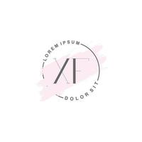 anfängliches xf-minimalistisches logo mit pinsel, anfängliches logo für unterschrift, hochzeit, mode. vektor