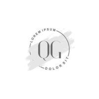 anfängliches qg-minimalistisches logo mit pinsel, anfängliches logo für unterschrift, hochzeit, mode. vektor