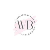 anfängliches wb-minimalistisches logo mit pinsel, anfängliches logo für unterschrift, hochzeit, mode. vektor