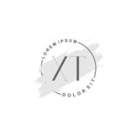 anfängliches xt-minimalistisches logo mit pinsel, anfängliches logo für unterschrift, hochzeit, mode. vektor