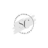 anfängliches sc-minimalistisches logo mit pinsel, anfängliches logo für unterschrift, hochzeit, mode. vektor