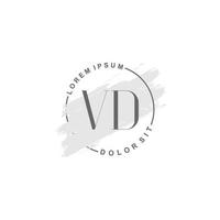 anfängliches vd-minimalistisches logo mit pinsel, anfängliches logo für unterschrift, hochzeit, mode. vektor