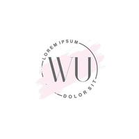 initiales wu minimalistisches logo mit pinsel, initiales logo für unterschrift, hochzeit, mode. vektor