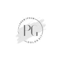 anfängliches pg-minimalistisches logo mit pinsel, anfängliches logo für unterschrift, hochzeit, mode. vektor