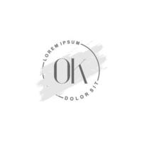 initiales ok minimalistisches logo mit pinsel, initiales logo für unterschrift, hochzeit, mode. vektor