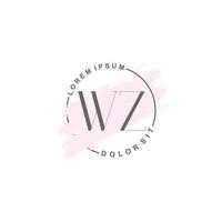 anfängliches wz-minimalistisches logo mit pinsel, anfängliches logo für unterschrift, hochzeit, mode. vektor