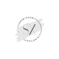 anfängliches sx-minimalistisches logo mit pinsel, anfängliches logo für unterschrift, hochzeit, mode. vektor