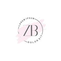 initiales zb minimalistisches logo mit pinsel, initiales logo für unterschrift, hochzeit, mode. vektor