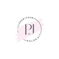 anfängliches pj-minimalistisches logo mit pinsel, anfängliches logo für unterschrift, hochzeit, mode. vektor