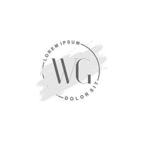 anfängliches wg minimalistisches logo mit pinsel, anfängliches logo für unterschrift, hochzeit, mode. vektor