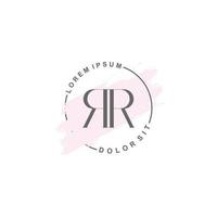 anfängliches rr-minimalistisches logo mit pinsel, anfängliches logo für unterschrift, hochzeit, mode. vektor