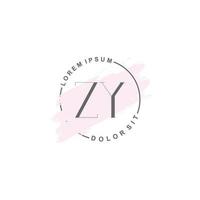 anfängliches zy-minimalistisches logo mit pinsel, anfängliches logo für unterschrift, hochzeit, mode. vektor