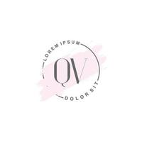 anfängliches qv minimalistisches logo mit pinsel, anfängliches logo für unterschrift, hochzeit, mode. vektor