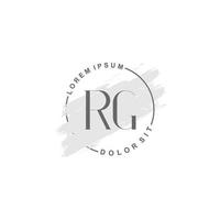 anfängliches rg-minimalistisches logo mit pinsel, anfängliches logo für unterschrift, hochzeit, mode. vektor