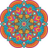 färgrik mandala med dekorativ blommig prydnad vektor