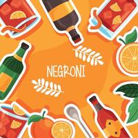 Negroni-Schriftzug und Zutaten vektor