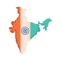 indische Flagge auf der Karte vektor