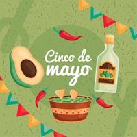 cinco de mayo bokstäver vykort vektor