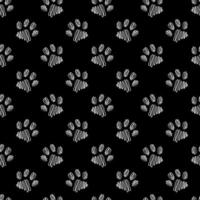 Tierpfotenabdruck nahtloses Schwarz-Weiß-Muster. Vektor handgezeichneten Hintergrund.