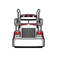 Premium Semi Truck 18 Wheeler Cargo Big Rig Vorderansicht Vektor Illustration isoliert