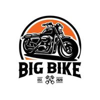 Big Bike Motorrad Club Emblem Kreis Logo Etikettenvorlage. am besten für das Logo-Design des Motorradclubs vektor